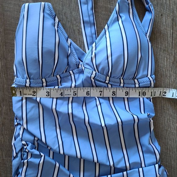 Draper James X Helen Jon Convertible Tankini Blue Stripe Women's Size XS NEW - Picture 8 of 11